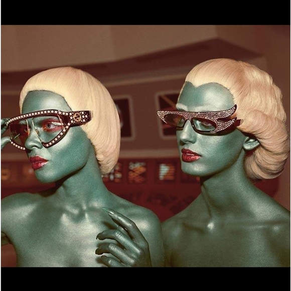 GUCCI 56MM Crystal Embellished Asymmetrical Cat Eye Havana Sunglasses - Picture 16 of 16